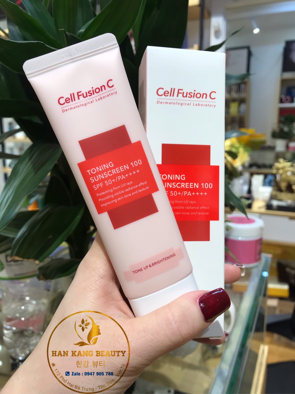 Kem chống nắng Cell Fusion c Toning sunscreen 100 spf 50+ PA++++ (màu hồng)