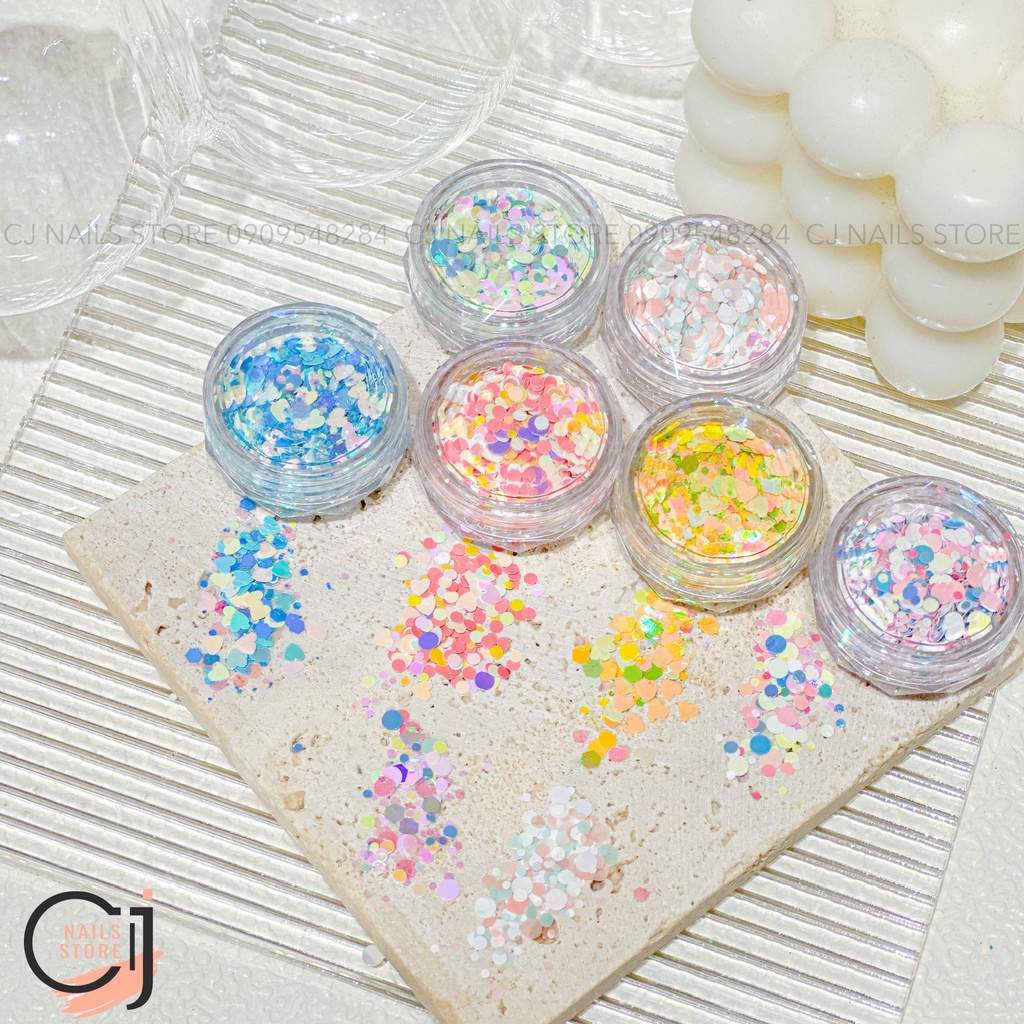 {CJ Nails Store} Set nhũ mix nhiều hình màu pastel
