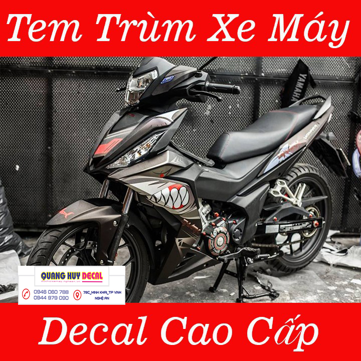 Tem trùm Winner cá mập đen xám shark - Độ dán team trùm decal xe máy Winner cá mập đen xám shark - Team trùm decal xe máy Winner rẻ đẹp và chất