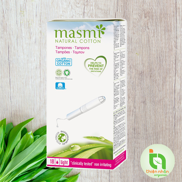 Combo Tampon có cần đẩy hữu cơ Masmi 1 giọt (18 miếng)