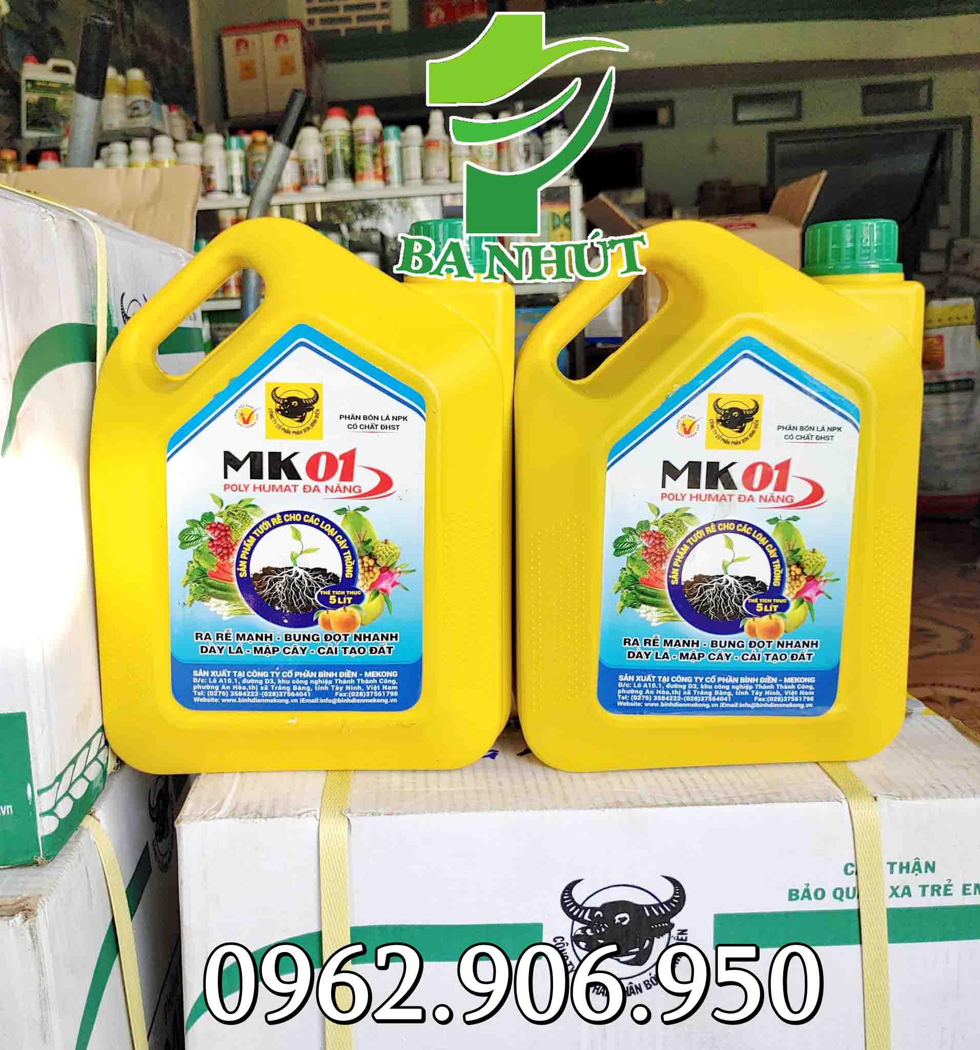 Phân Bón ĐẦU TRÂU POLY HUMATE ĐA NĂNG MK01 Can 5 Lít
