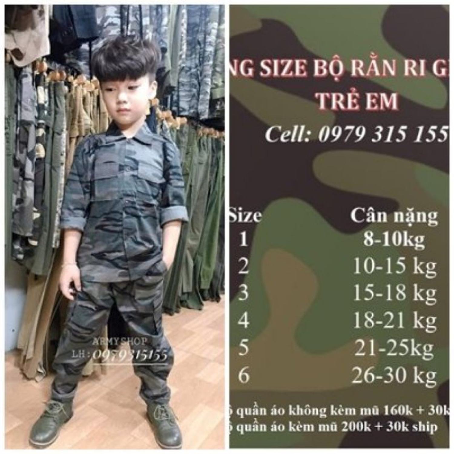 Bộ rằn ri ghi tím trẻ em