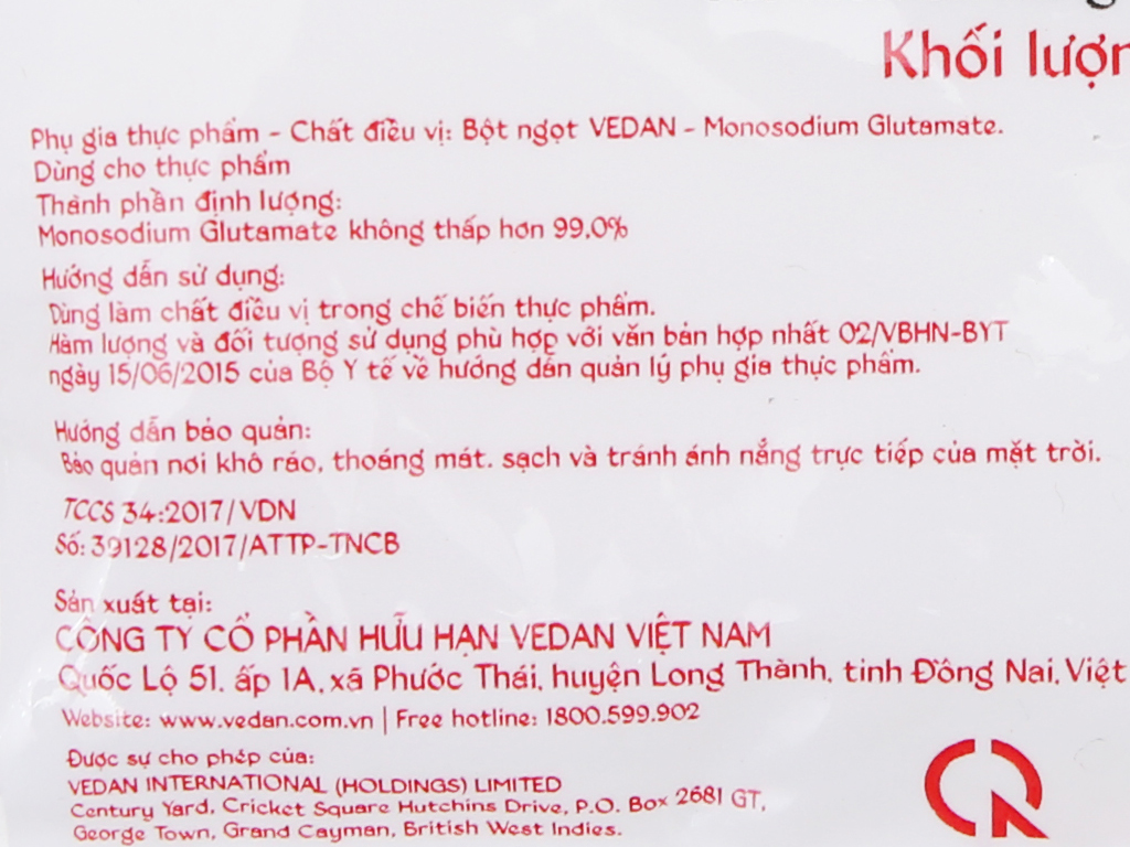 Bột Ngọt Vedan Tinh Khiết Gói 100gr