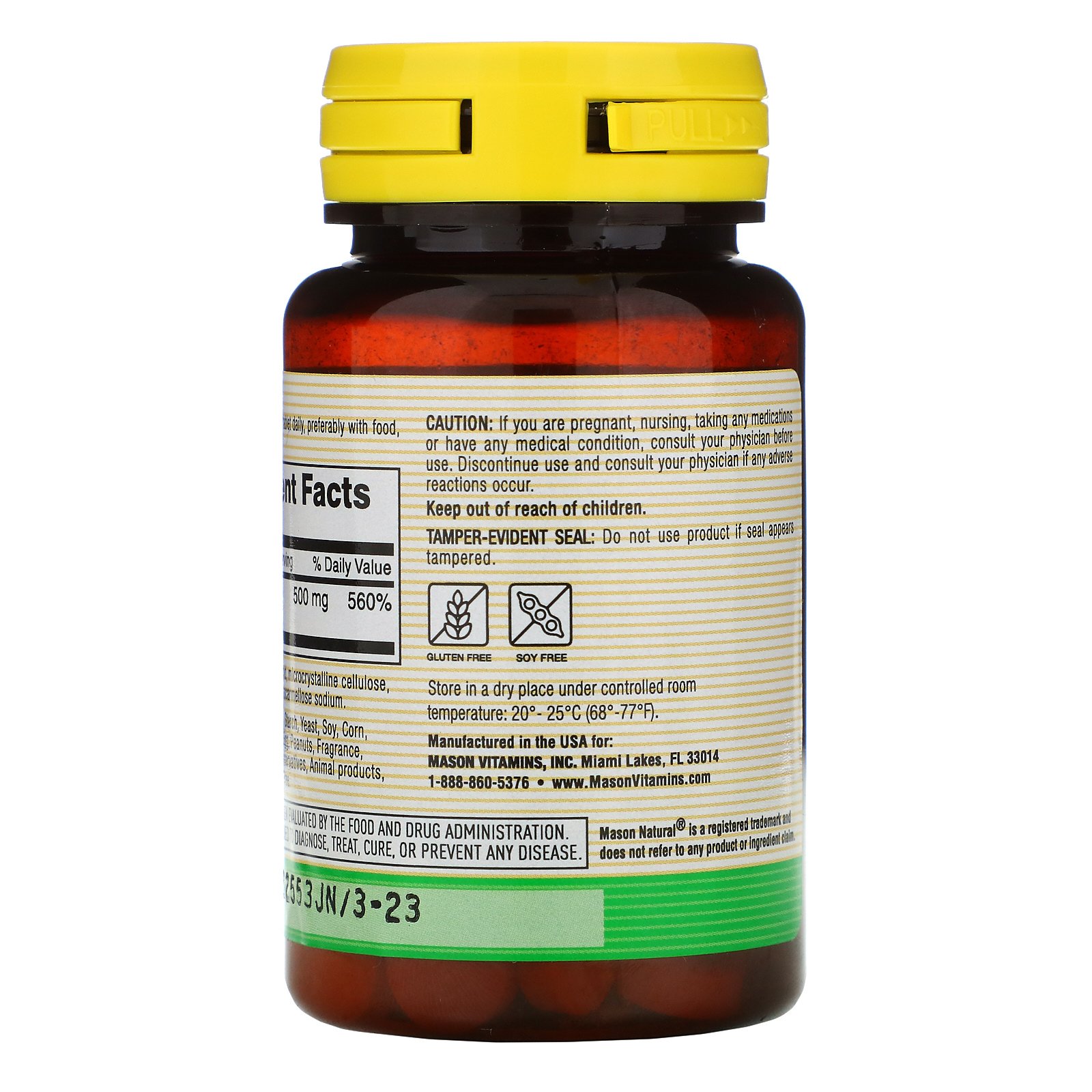 Mason Natural, Vitamin C, 500 mg, 100 Tablets