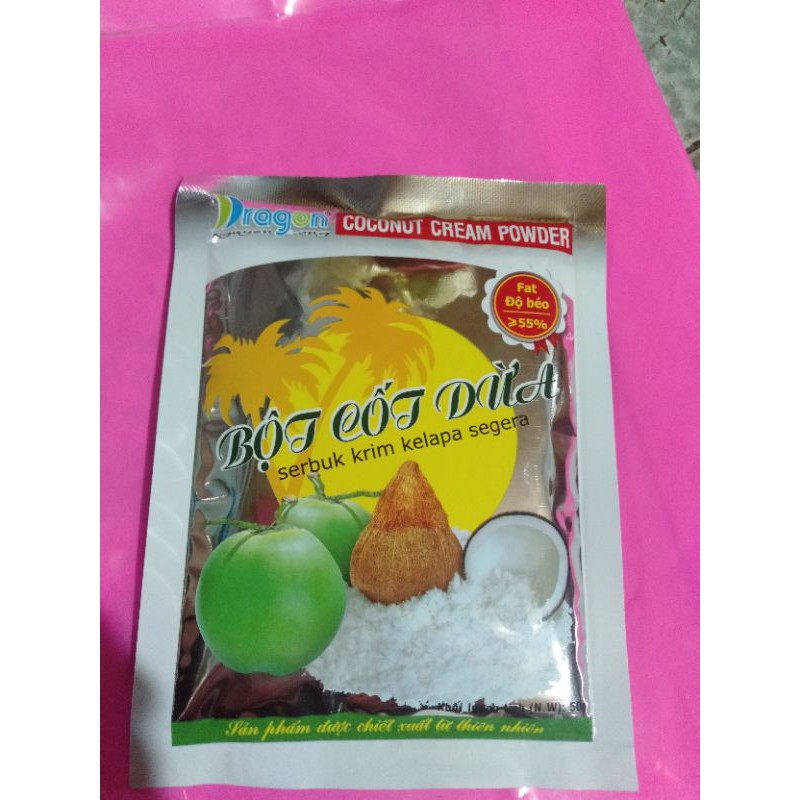 bột cốt dừa dragon nguyên chất 100%:thơm hơn & béo hơn [gói 50g]