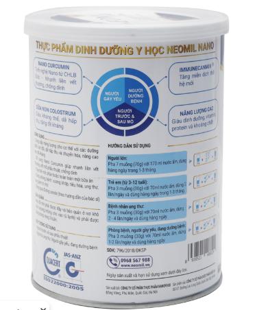 Sữa bột dinh dưỡng Neomil Nano 400g (Chuyên dùng cho người sau phẫu thuật, sau sinh giúp mau lành, giảm sẹo lồi ...)