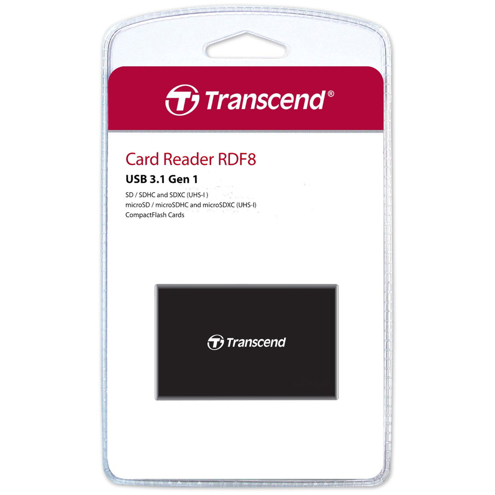 Đầu đọc thẻ 3.1 Transcend RDF8 Multi Card Reader - hỗ trợ 3 khe MicroSD/SD/CF (Đen) - Nhất Tín Computer