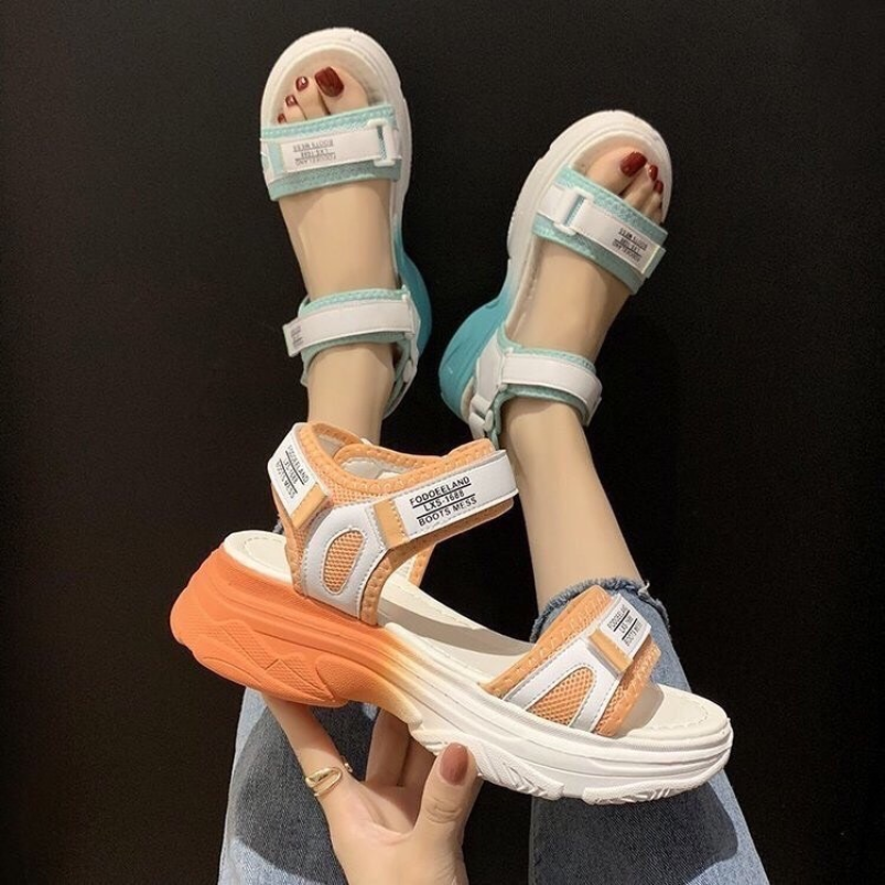 Sandal nữ 2 quai màu Xanh và Cam HÓt Trend Kèm Nhả thật )Uy Tin Shop (Ha Noi) giá rẻ
