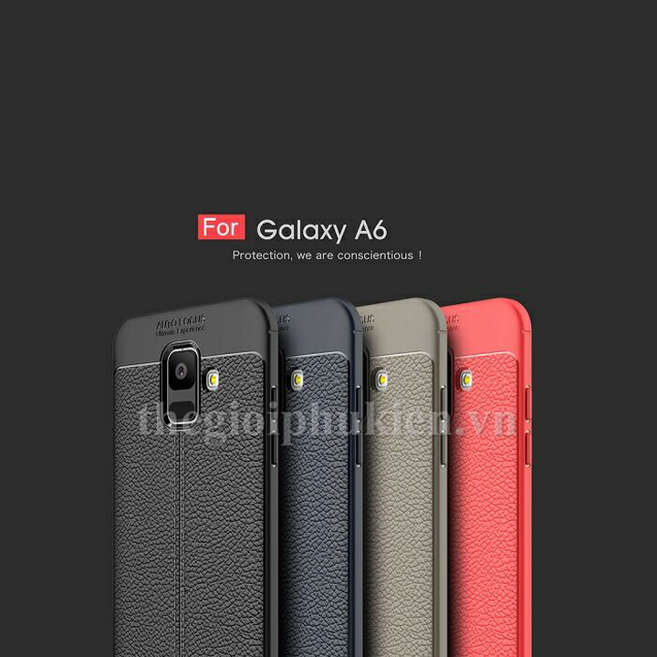 Ốp lưng Samsung Galaxy A6 2018 silicon giả da Auto Focus