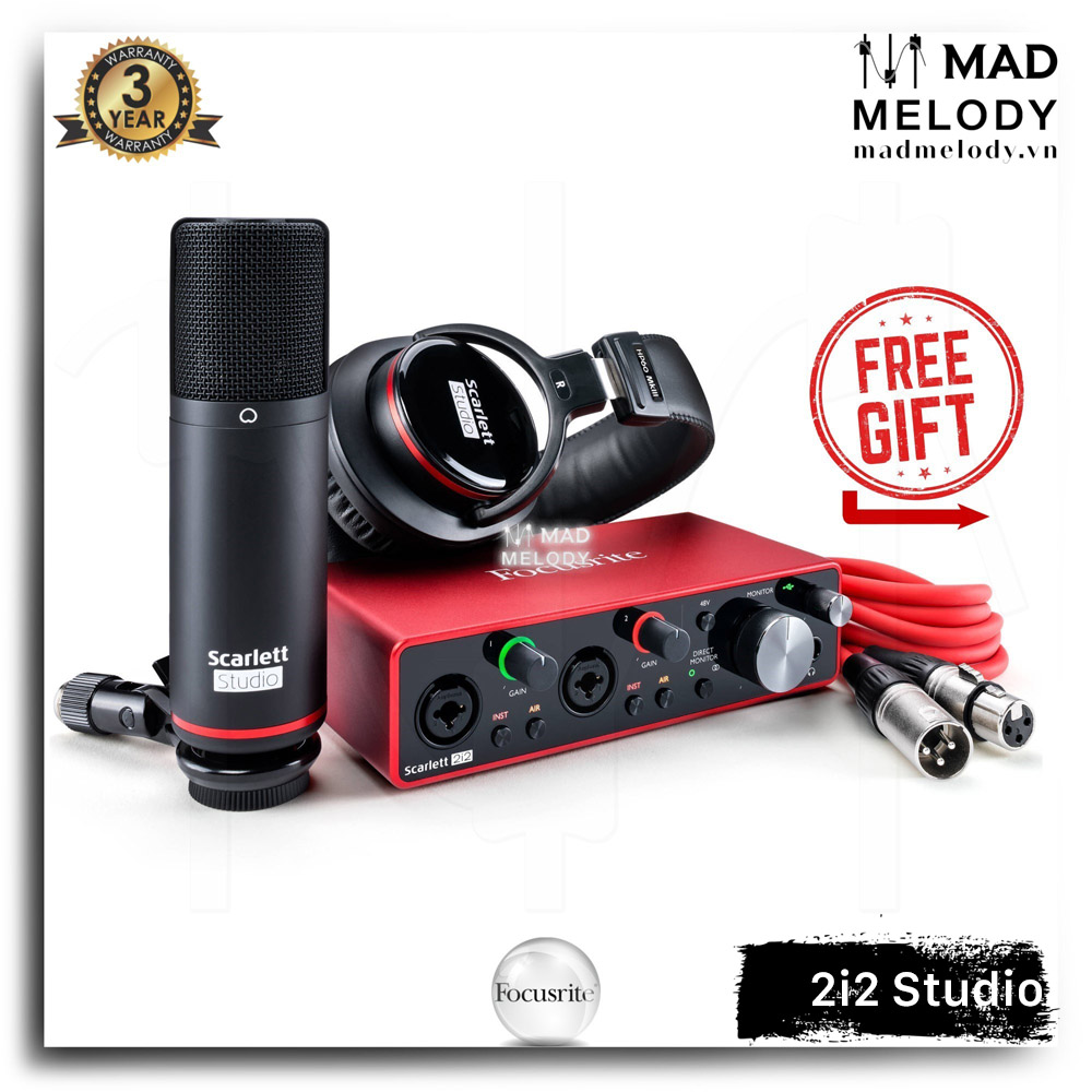 Focusrite Scarlett 2i2 Studio Recording Package (3rd Gen) [bộ thu âm chất lượng cao 2i2 Gen 3, thế hệ 3, NEW]