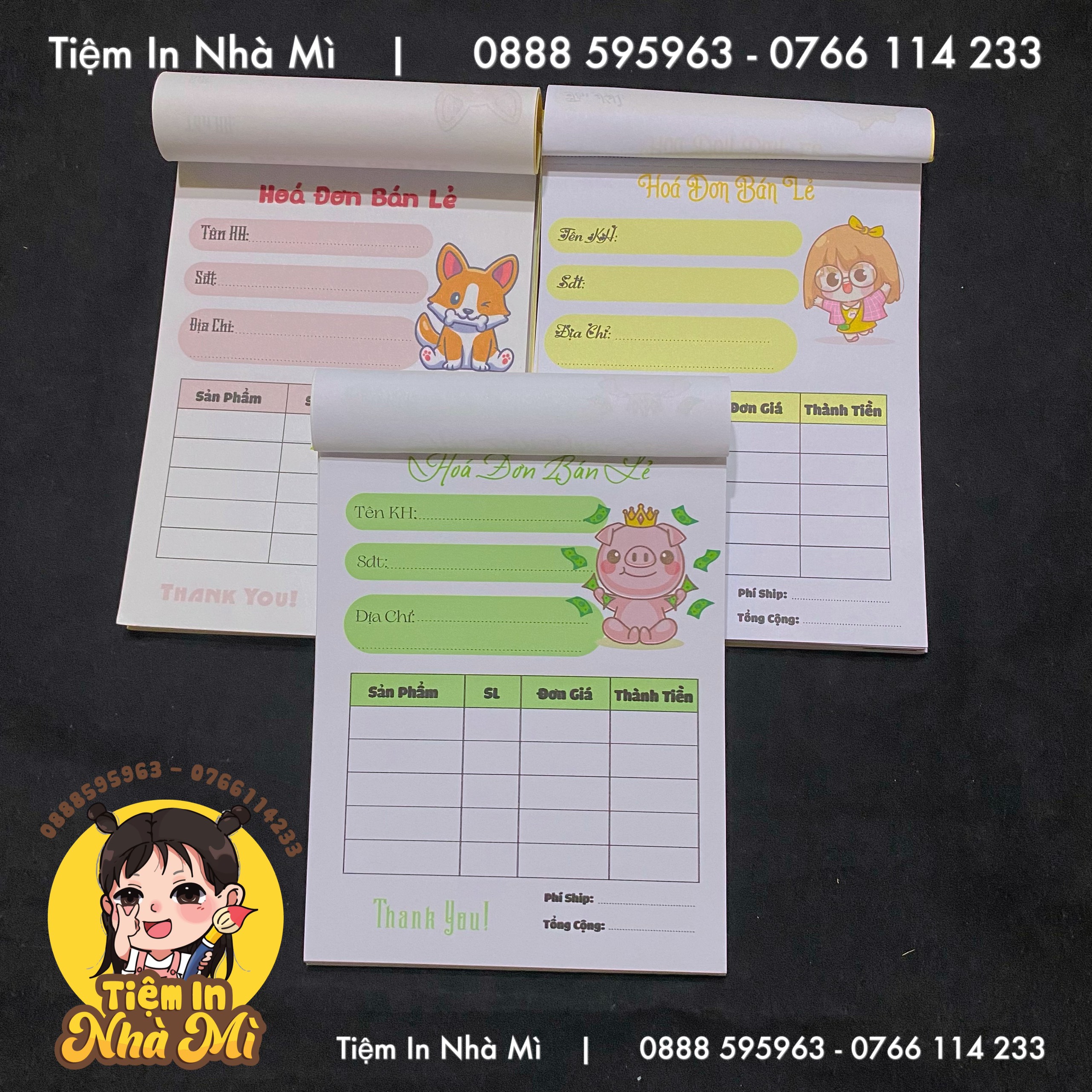 Hoá đơn bán lẻ A6 mẫu mã đáng yêu