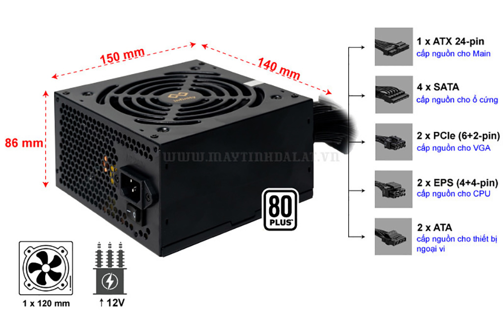 BỘ NGUỒN MÁY TÍNH INFINITY ECO 650W (80 PLUS/ACTIVE PFC/SINGLE RAIL)