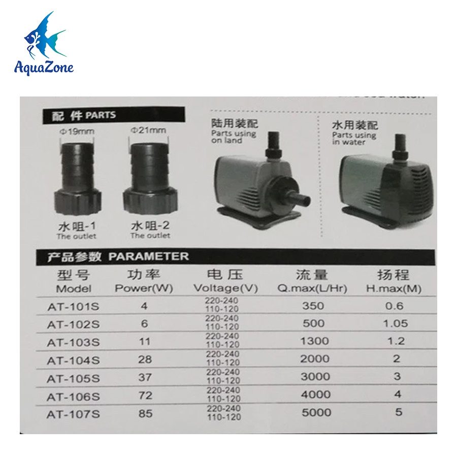 Máy bơm nước bể cá ATMAN AT (AT 301S - AT 302S - AT 303S - AT 304S - AT 305S- AT 306S)
