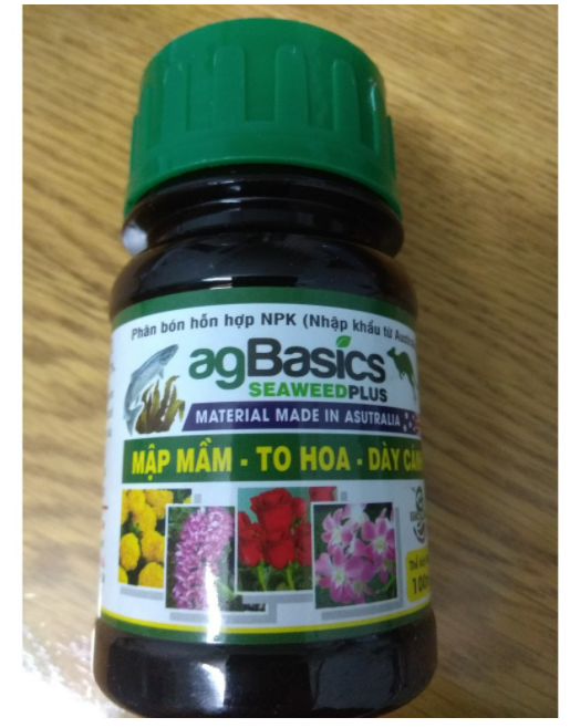 Phân bón hữu cơ agbasics nhập khẩu từ úc - rong biển ag basics seaweed plus – mập mầm, to hoa, dày cánh chai 100 ml