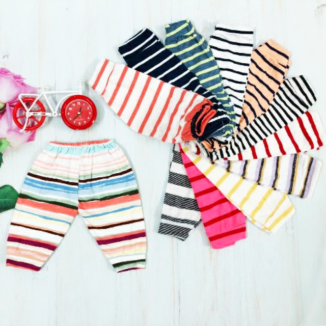 Sét 5 chiếc quần chục dài mẫu kẻ sọc chất cotton mềm mát cho bé trai/gái 5-15kg