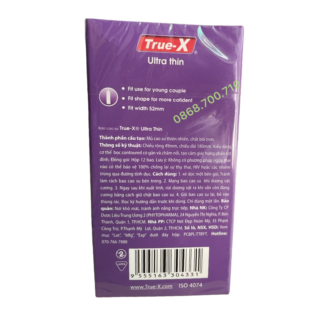 Bao cao su True-x ULTRA THIN siêu mỏng hộp 12c