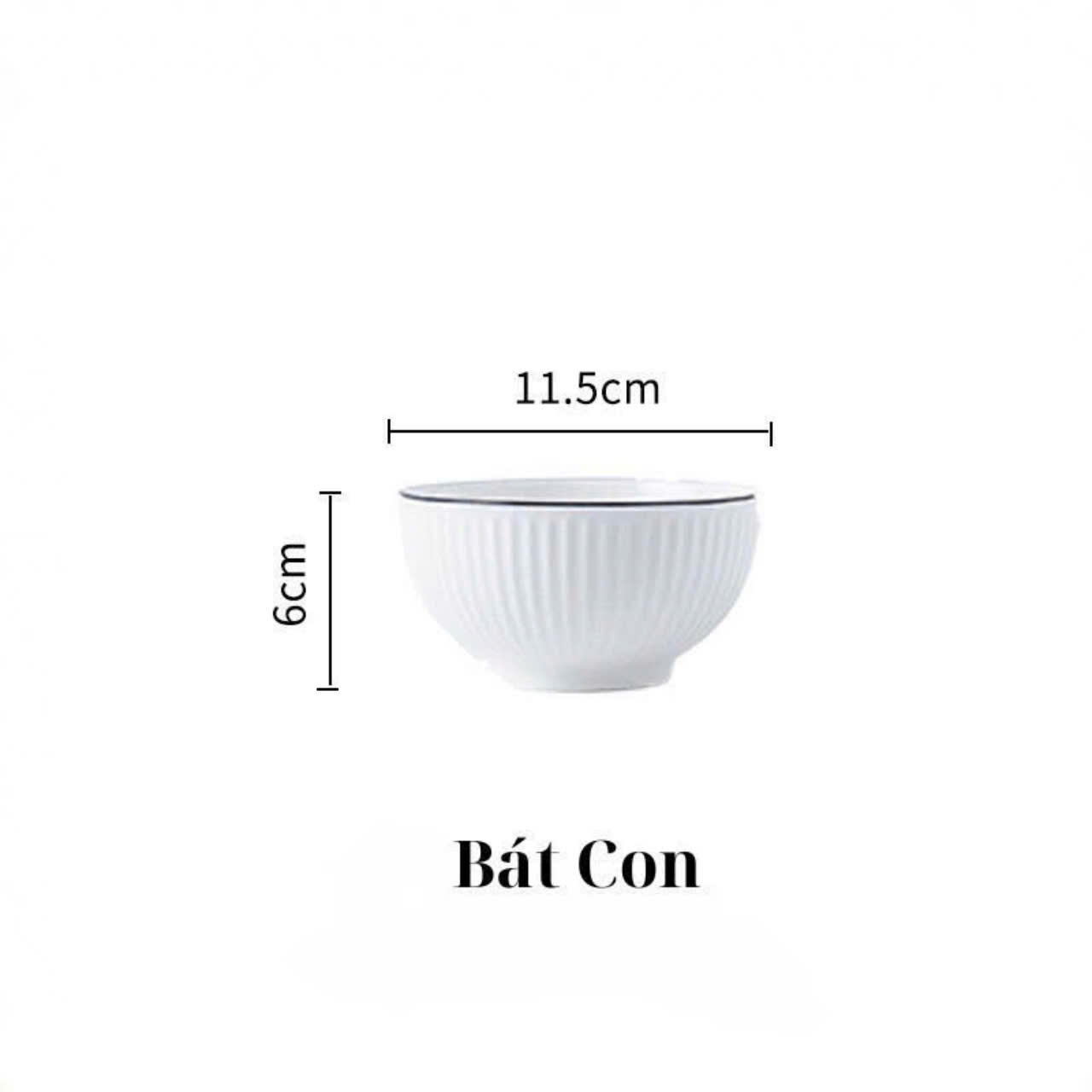 ̣(mua 20c tặng 1 dĩa 15cm NN) Combo 10 chén, 5 chén sứ sọc trắng viền đen, chén cơm trắng 11.5cm