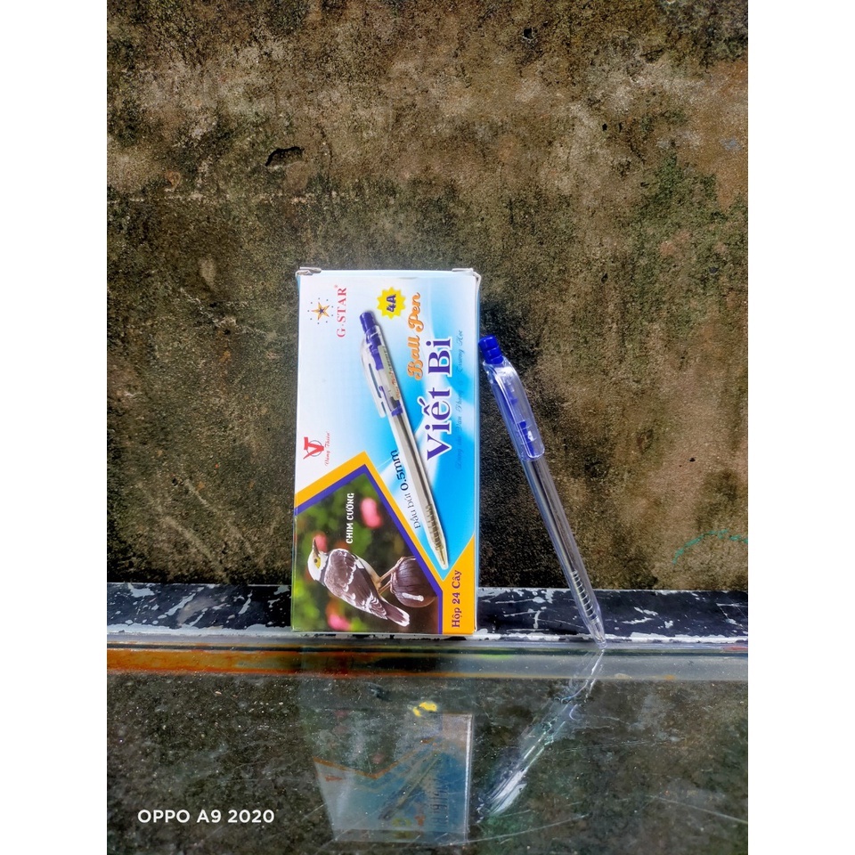 Hộp 24 cây bút bi bấm g-star 4a ngòi 0.5mm mực xanh.