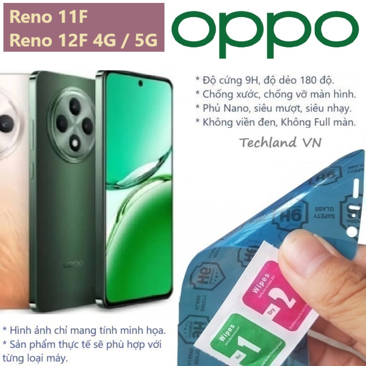 Cường Lực Phủ Nano Oppo Reno 11F / Reno 12F 4G / 5G - Trong Suốt, Không Full Màn, Không Viền Đen