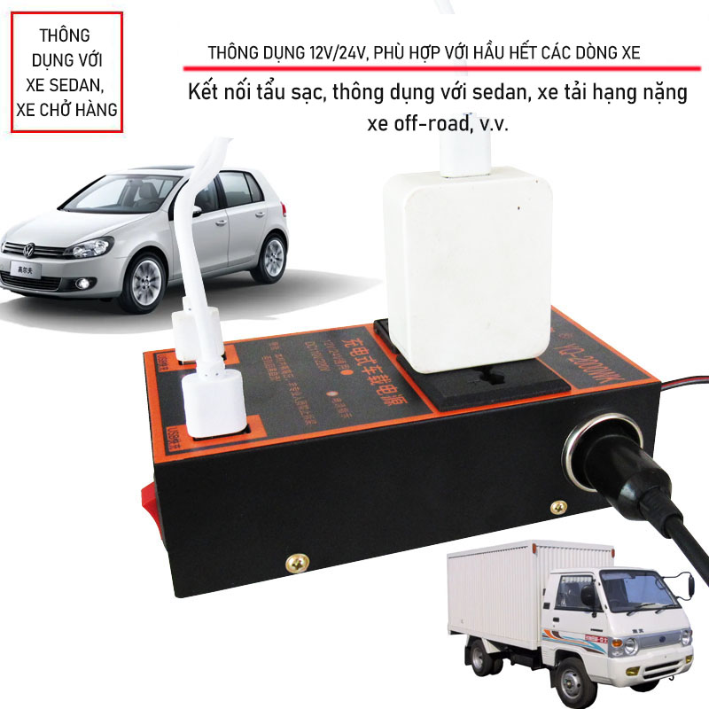 Car inverter 12v/24v to 220v car power converter multi-function car socket charger (CHỈ DÀNH CHO Ô TÔ NHỎ VÀ XE TẢI LỚN)