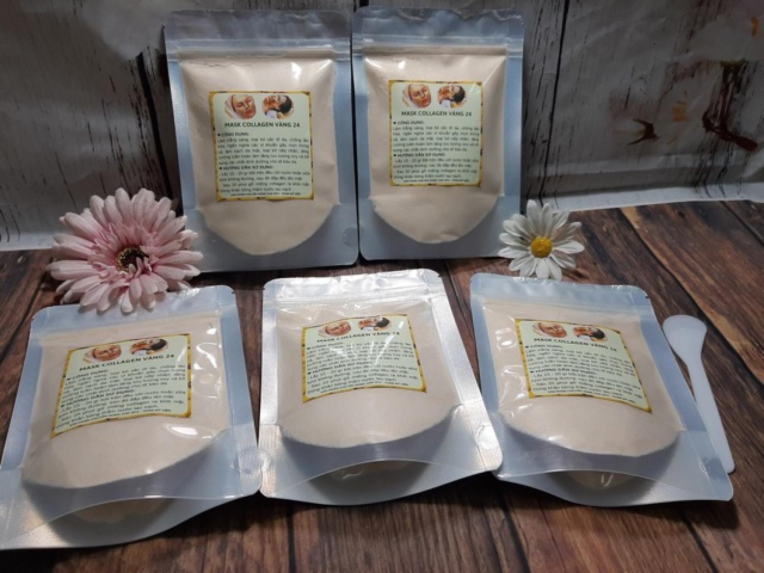 1kg Bột mặt nạ Dẻo Vàng collagen 24k (vàng sâm) handmade