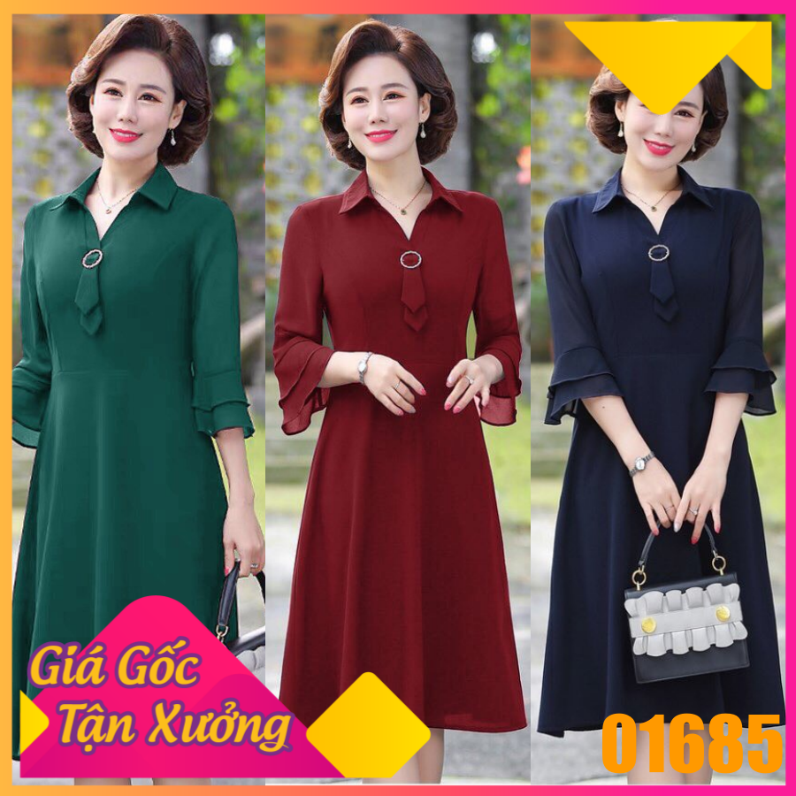 Đầm voan xòe chân họa tiết thắt nơ eo mã sp.01390