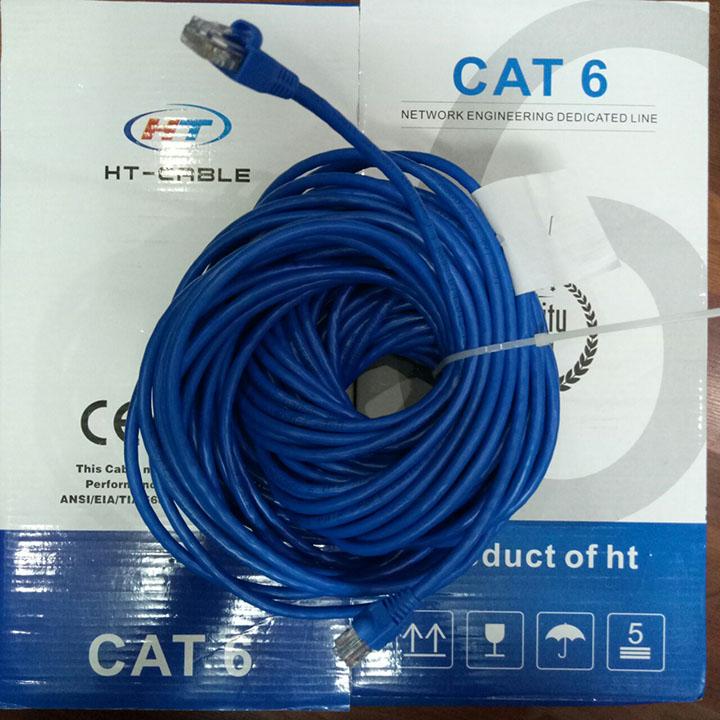 Dây cáp mạng Cat6 UTP HT-Cable 35 Mét Có sẵn 2 đầu (Blue, New 100%)