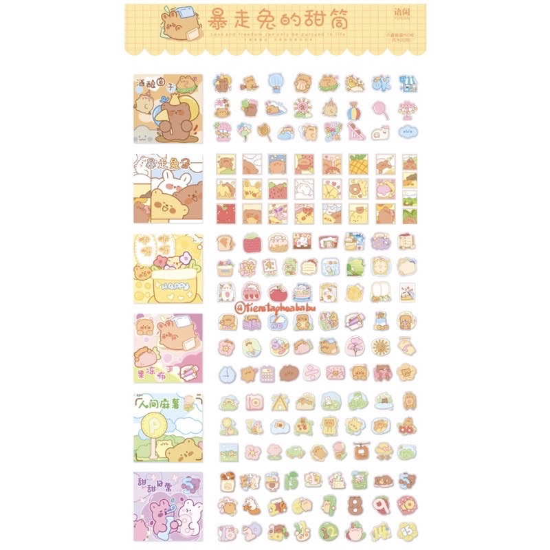Set 6 Hộp 50 Pcs Stickers Dễ Thương (Có Tách Lẻ)