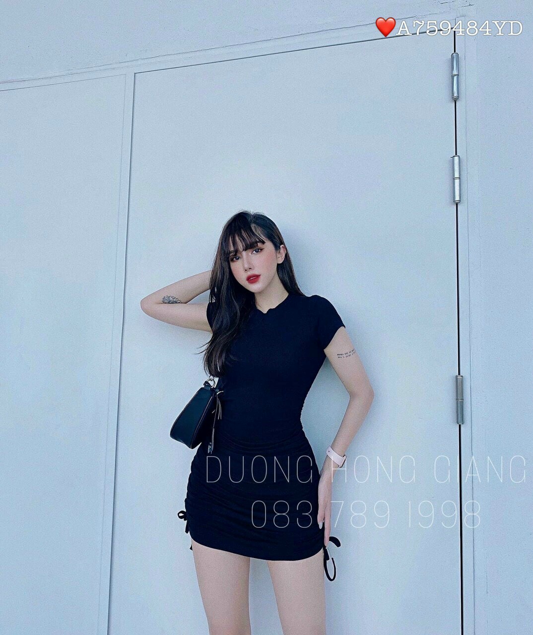 Đầm body tay ngắn rút sườn-MTB#damnu