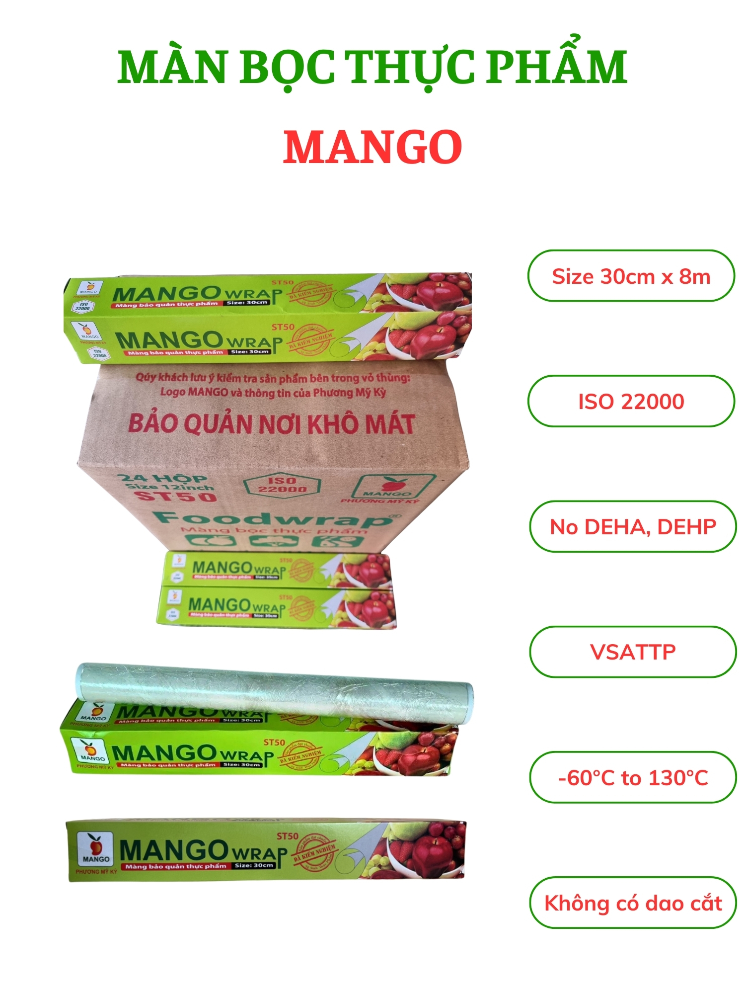 Màng bọc thực phẩm MANGO 30cm x 50mét