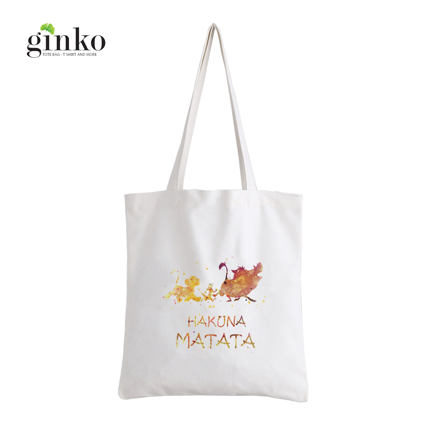 Túi Vải Tote GINKO Kiểu Basic Dây Kéo In Hình Hakuna Matata (Nhiều Mẫu)