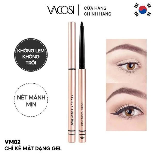 Chì vặn kẻ mắt VACOSI NATURAL STUDIO dạng gel (đen) VM02 - Pegastore
