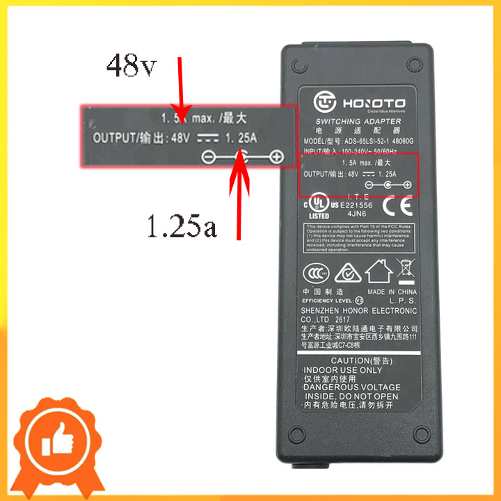 Adapter nguồn POE 48v 1.25a