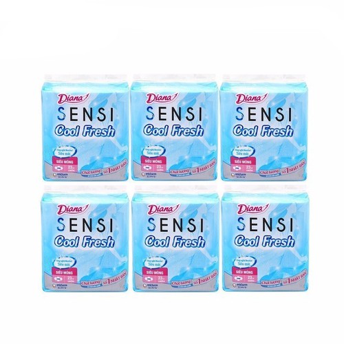 Lô 6 gói BVS Diana Sensi Cool Fresh siêu mỏng cánh 8 miếng
