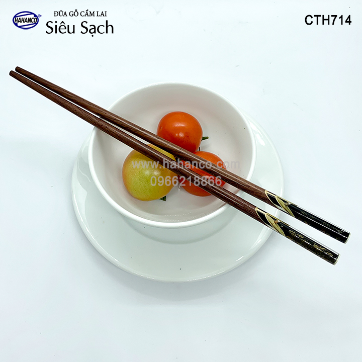 Đũa gỗ Cẩm Lai - đầu cẩm thạch 3D chìm / Rồng/Cá/Trúc (10 đôi/Hộp) HAHANCO (CTH714)