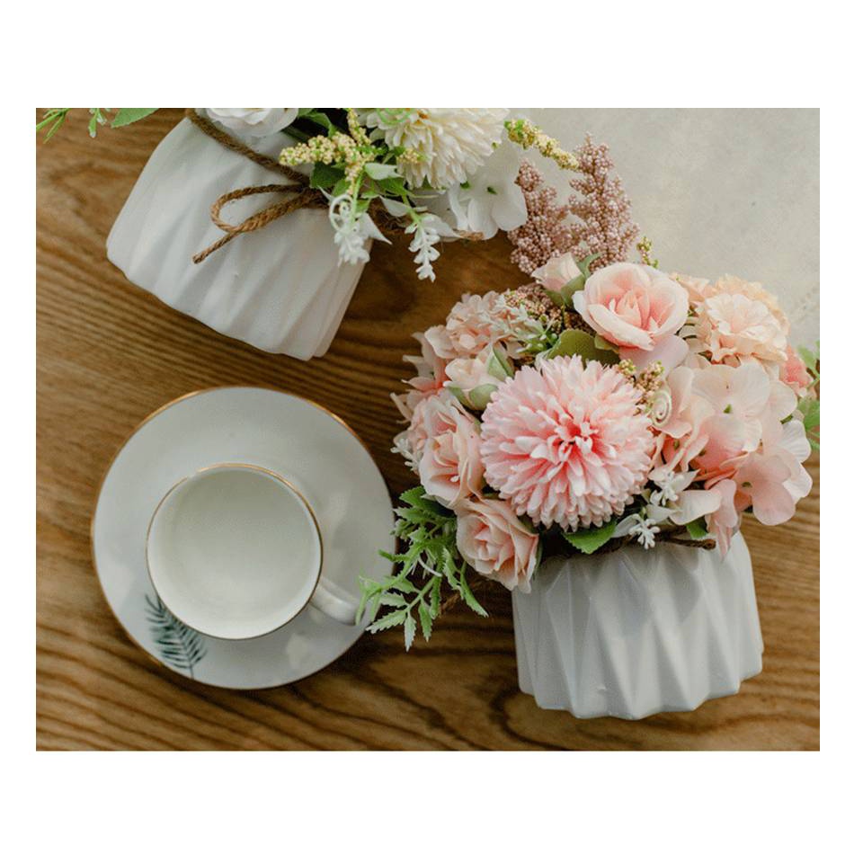 Bình hoa lụa cao cấp, hoa lụa trang trí để bàn