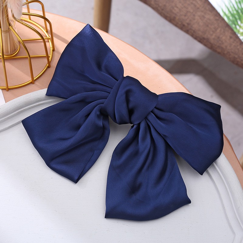 Kẹp tóc đính nơ chất lụa satin mềm nhiều màu - mã kt001