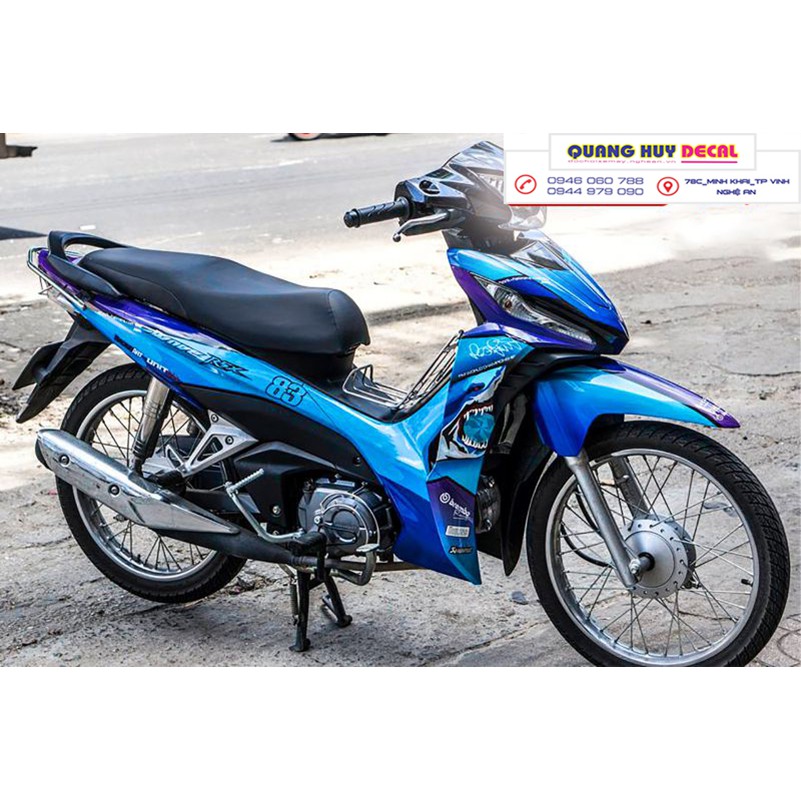 Tem trùm wave rsx cá mập xanh dương, team trùm wave đẹp, độ tem wave, tem dán xe máy wave, decal wave, tem trùm wave rẻ đẹp