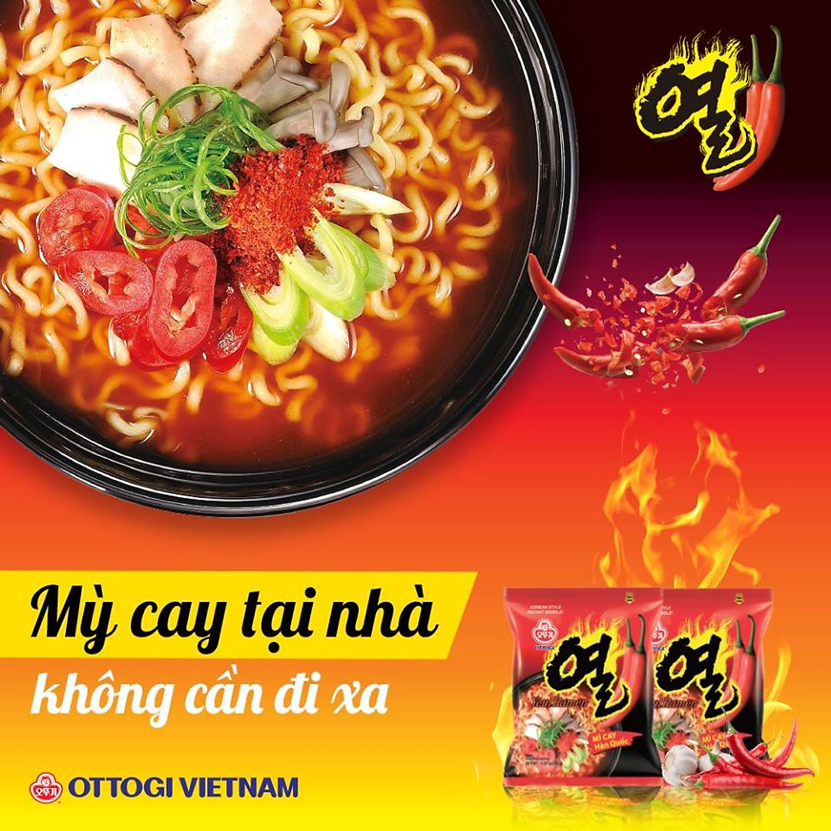 Lốc 5 Gói Mì Yeul Cay Hàn Quốc Ottogi 120gram