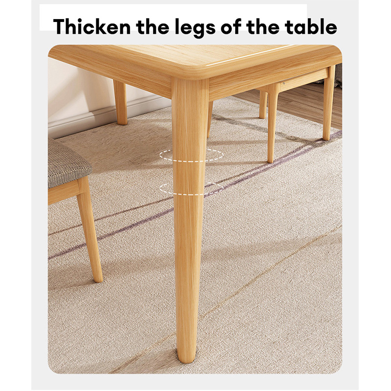 Dining table: household small house, modern simple rectangular solid wood leg dining table, dining table and chair combination, household small table