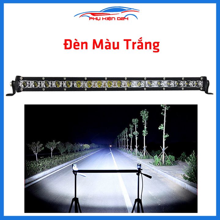 Đèn led trợ sáng ô tô 18 bóng 1 hàng dài 50cm chống nước tốt cho ánh sáng trắng / vàng