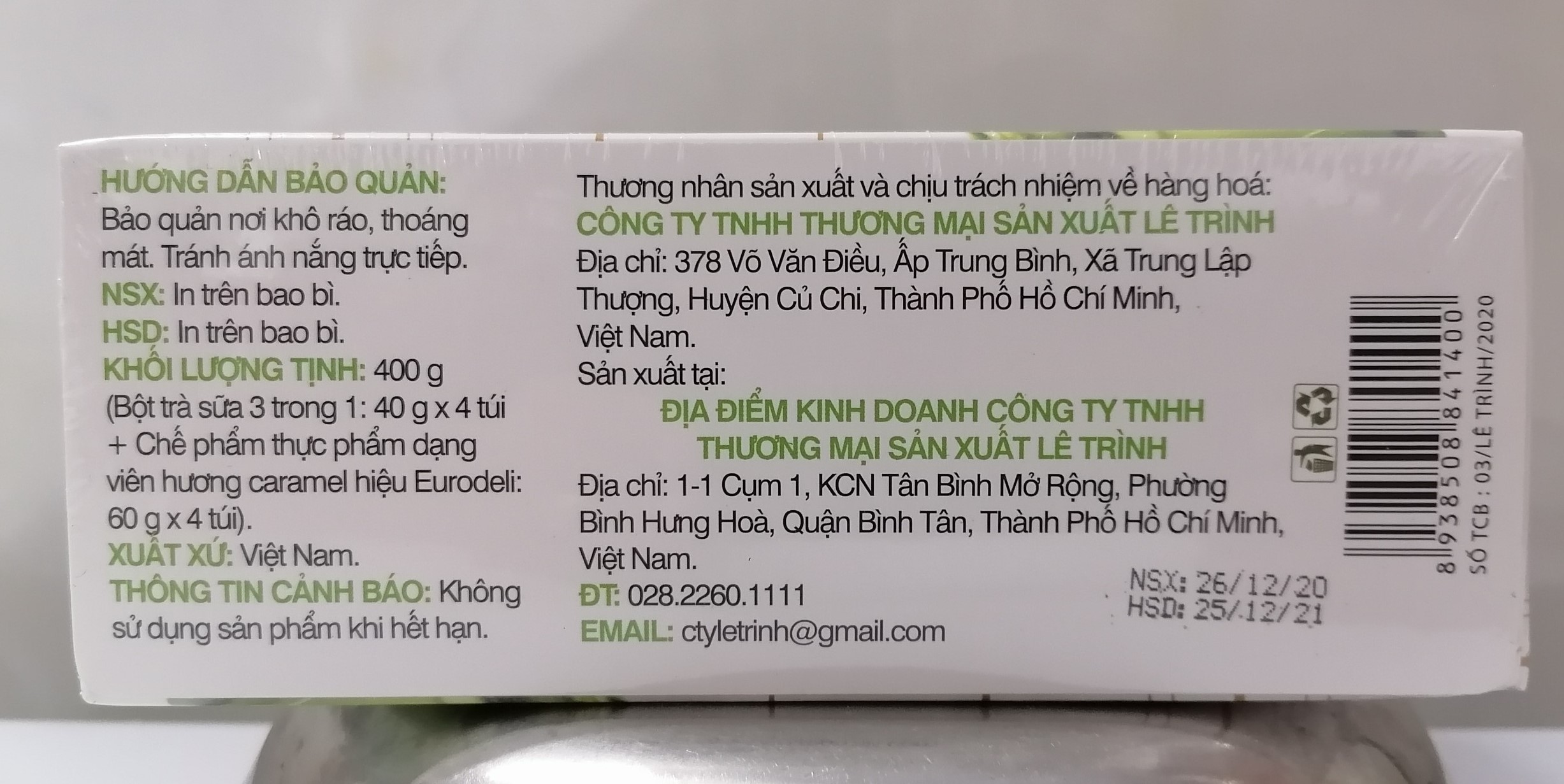 [Hộp 400g] TRÀ SỮA MATCHA [VN] WANGCHA Milk Tea