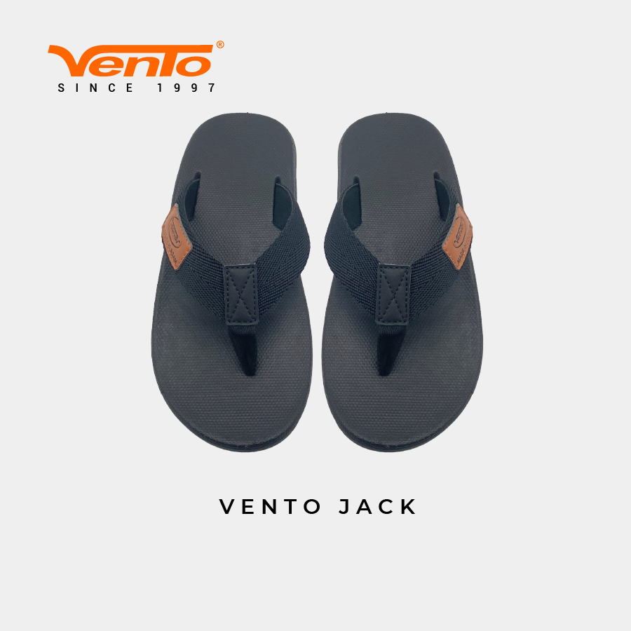 [VENTO CHÍNH HÃNG] [MẪU MỚI 2023] Dép SLIPPER VENTO JACK  màu Đen/Tro cho Nam[Full Size 39-44]