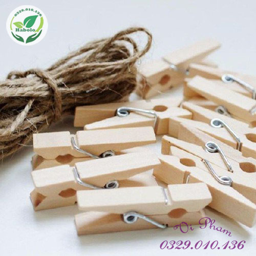 Bịch 50 kẹp gỗ trang trí, treo ảnh mini.