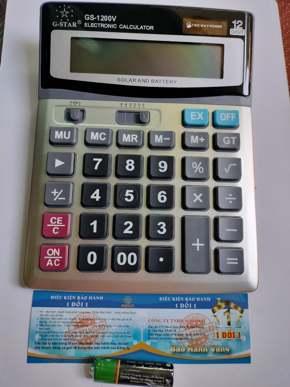 Máy tính bỏ túi Gstar GS-1200V (Bảo Hành 1 đổi 1 trong 12 tháng)
