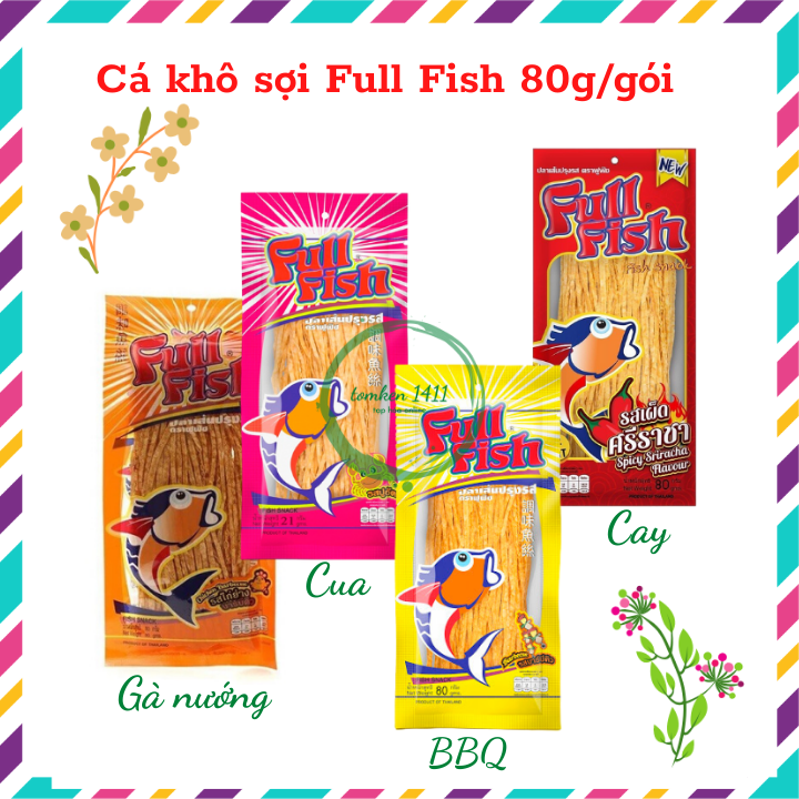 [Mới] Cá khô sợi/Snack Full Fish 70g Thái Lan (BBQ, Gà, Cay, Cua)