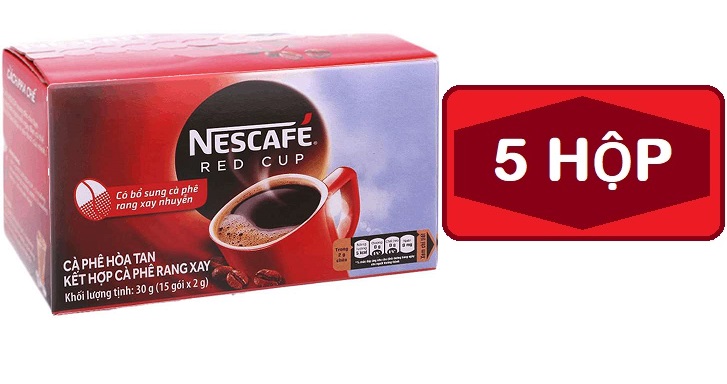 Combo 5 hộp cà phê hòa tan kết hợp cà phê rang xay nescafé red cup 30g / cafe hòa tan cafe rang xay nescafe 30g