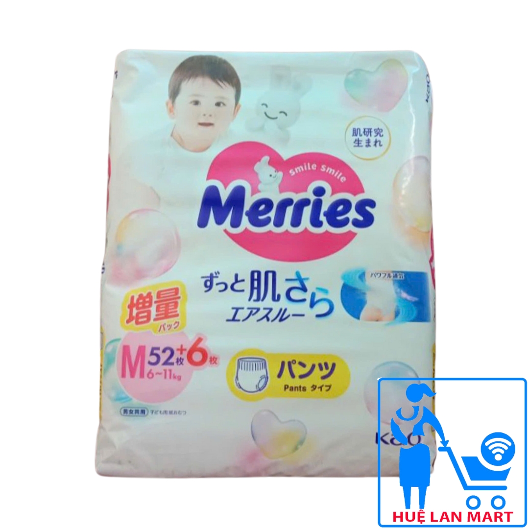 Bỉm - tã quần merries nội địa size s62/m58/l44/xl38/xxl26