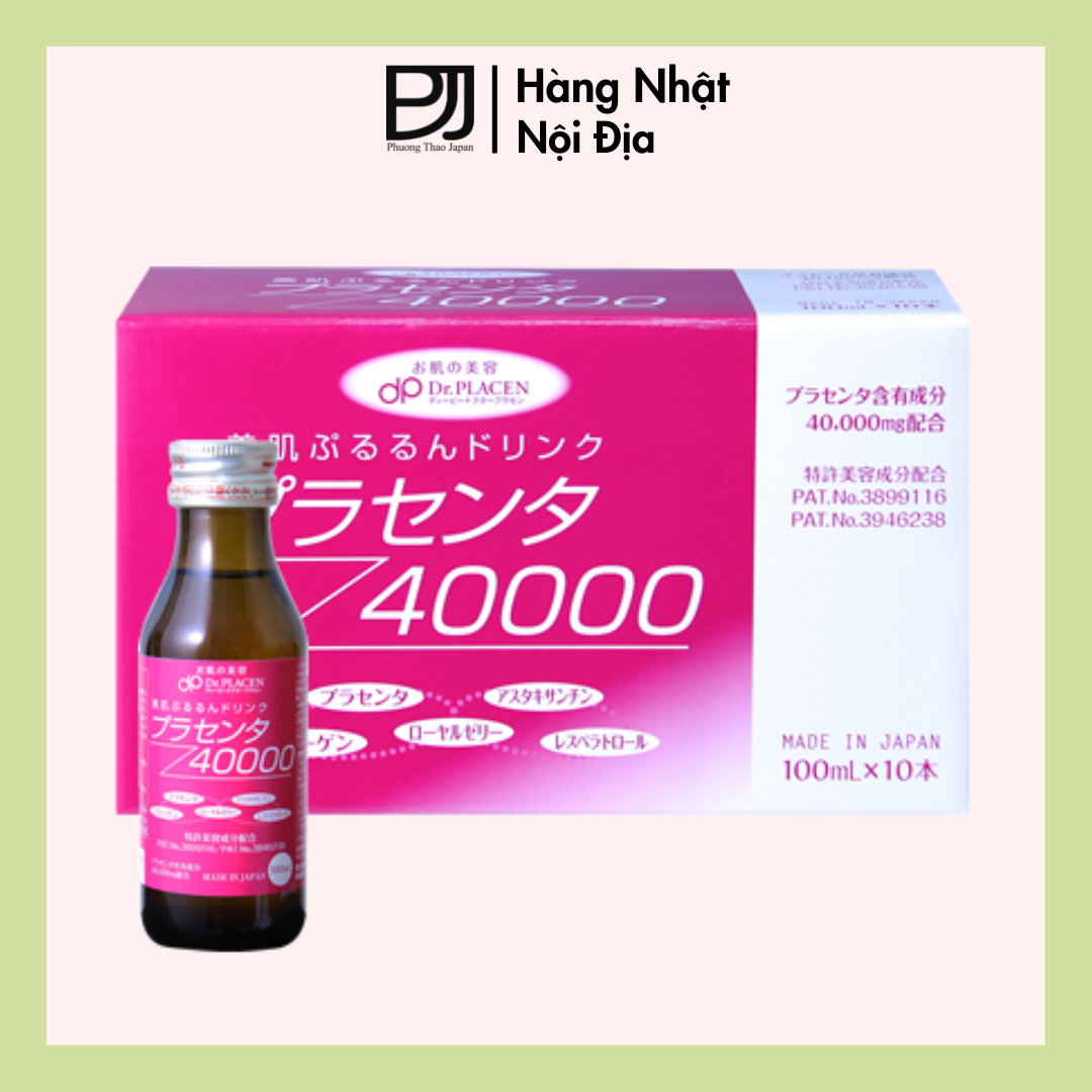 Nước uống nhau thai collagen placenta 40000mg dr. placen hộp 10 lọ nhật bản