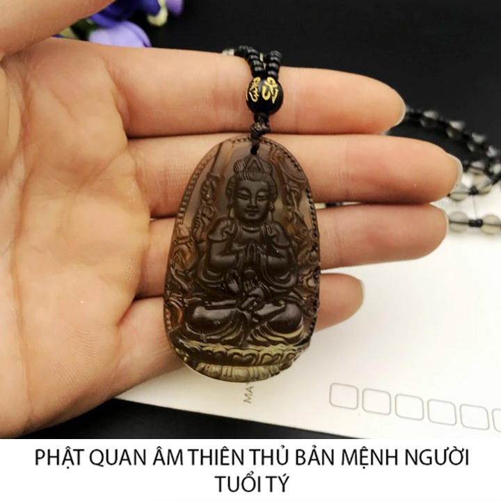 ⚡Video Thật ⚡ Mặt phật bản mệnh Quan Âm Thiên Thủ - người tuổi Tý- size 4.7cm x 3cm - chuỗi hạt dài 64cm
